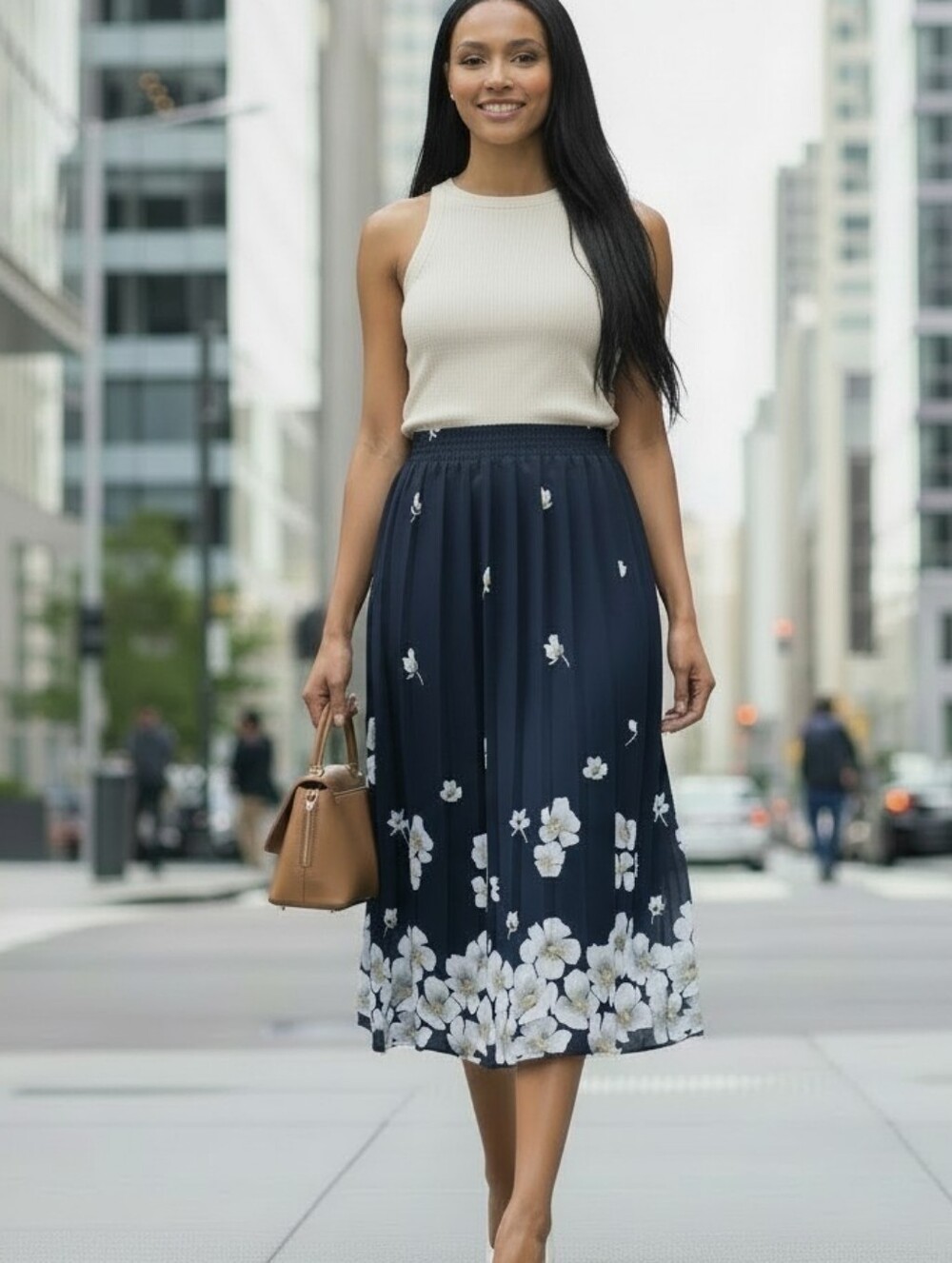 TanJay Pleated Floral Skirt - Size 12